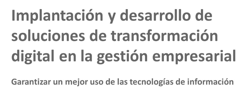 Implantación y desarrollo de soluciones de transformación digital
